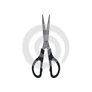 Scissors flat design vector illustration. Hand drawn professional pair of cutting hair or needlework. Craft and scissoring flat