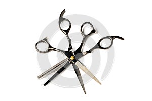Scissors for haircuts isolated on white background close up