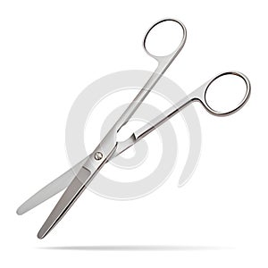 Scissors hinge straight with blunt ends, intended to cut the layers having a small thickness and a high regenerative