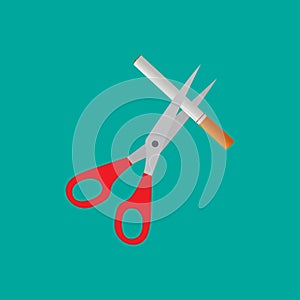 Scissors icon with cigarete