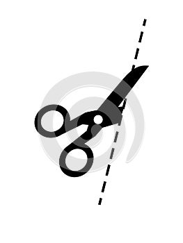 Scissors icon with cut lines.