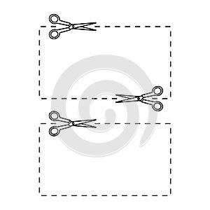 Scissors icon cutting coupons with dotted line for apps and websites