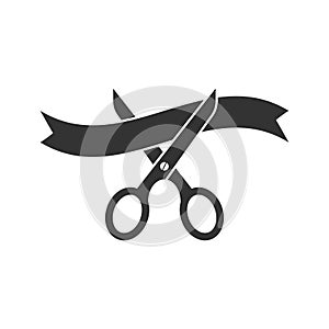 Scissors icon in flat style. Cutting ribbon vector illustration on white isolated background. Ceremonial business concept