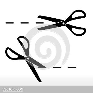 Scissors icon in style of flat design.