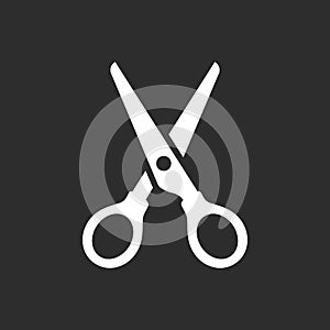 Scissors icon white silhouette over black