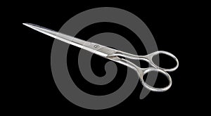 Scissors isolated in gray steel black background