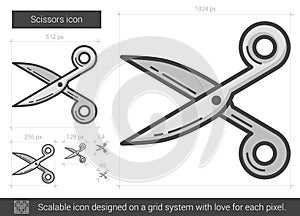 Scissors line icon.