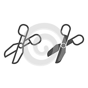 Scissors line and solid icon. Opened shears symbol, outline style pictogram on white background. School or office