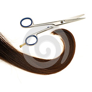 Scissors and lock of hair