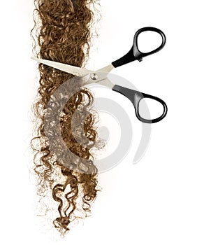 Scissors and lock of hair