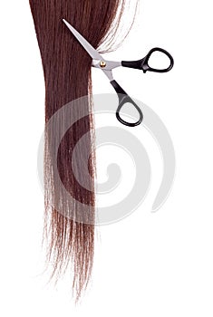 Scissors and lock of hair