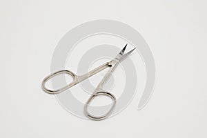 Scissors for manicure and pedicure on a white background.