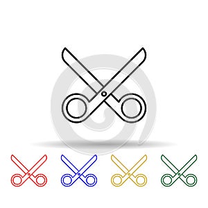 scissors multi color style icon. Simple thin line, outline vector of web icons for ui and ux, website or mobile application