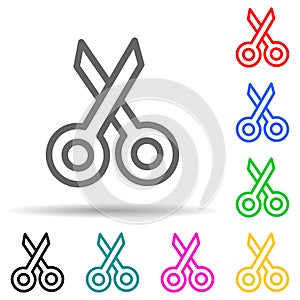 scissors multi color style icon. Simple thin line, outline vector of web icons for ui and ux, website or mobile application