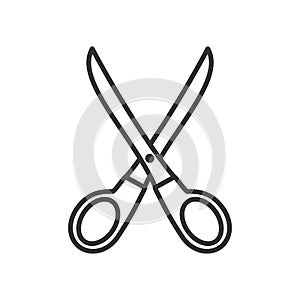 Scissors Outline Flat Icon on White