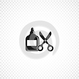 scissors with paper glue isolated solid icon on white background