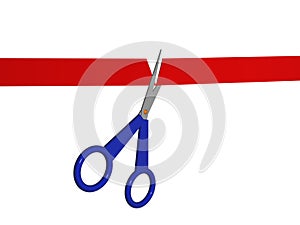 Scissors and red ribbon