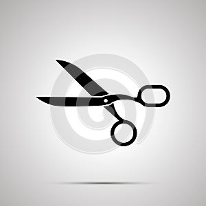 Scissors sign, simple black icon with shadow