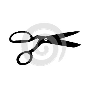 Scissors Silhouette. Black and White Icon Design Element on Isolated White Background