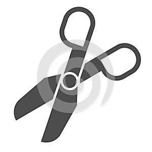 Scissors solid icon. Opened shears symbol, glyph style pictogram on white background. School or office instrument sign