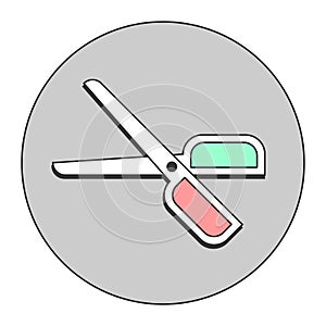 scissors symbol - hairdresser barber stylist - orange green grey - vector icon