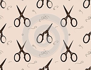 Scissors and Thread Seamless Pattern for Crafting Projects