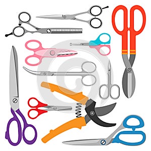 Scissors vector icons set