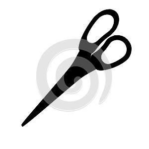 Scissors vector illustration. Cut concept with open scissors. Utensil or hairdresser logo symbol