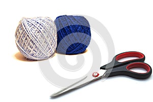 Scissors and wool balls