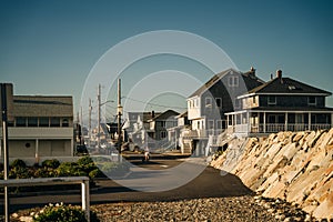 Scituate Harbor lighthouse overlooks a breakwater in Massachusetts - oct, 2022