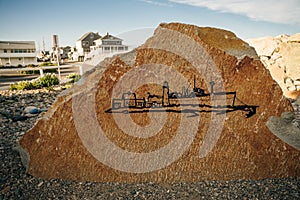 Scituate Harbor lighthouse overlooks a breakwater in Massachusetts - oct, 2022