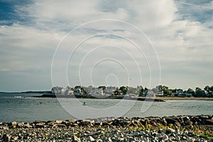 Scituate Harbor overlooks a breakwater in Massachusetts - oct, 2022