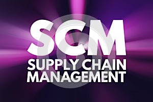 SCM - Supply Chain Management acronym, business concept background