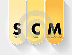 SCM - Supply Chain Management acronym, business concept background