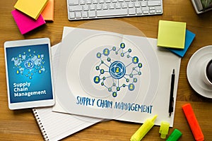 SCM Supply Chain Management concept Modern people doing business