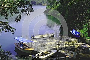 A Scnic View of Neyyar Dam River Water Reservoir BoatClub in South India