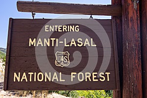 Manti-Lasal National Forest sign