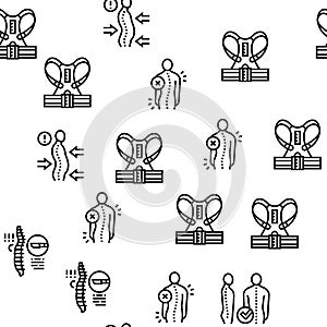 Scoliosis Disease Collection Icons Set Vector