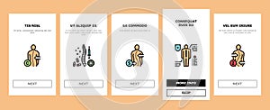 Scoliosis Disease Onboarding Icons Set Vector