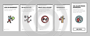 Scoliosis Disease Onboarding Icons Set Vector