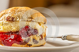 Scone with Clotted cream jam photo