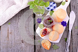 Scone with strawberry jam, afternoon tea ,