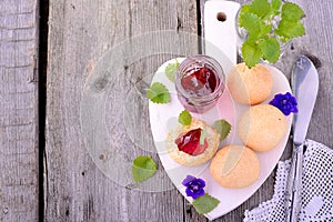Scone with strawberry jam, afternoon tea ,