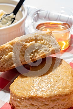 Scones with clotted cream - closeup