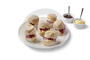 Scones with clotted cream and jam photo