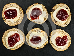 Scones With Clotted Cream and Strawberry Jam