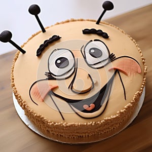 Scones Face Cake: Cartoon Birthday Cake With Bee Mouth photo