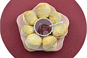 Scones with plum preserve