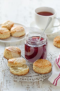 scones with strawberry jam