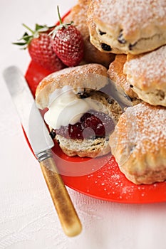 Scones & strawberry jam with cream